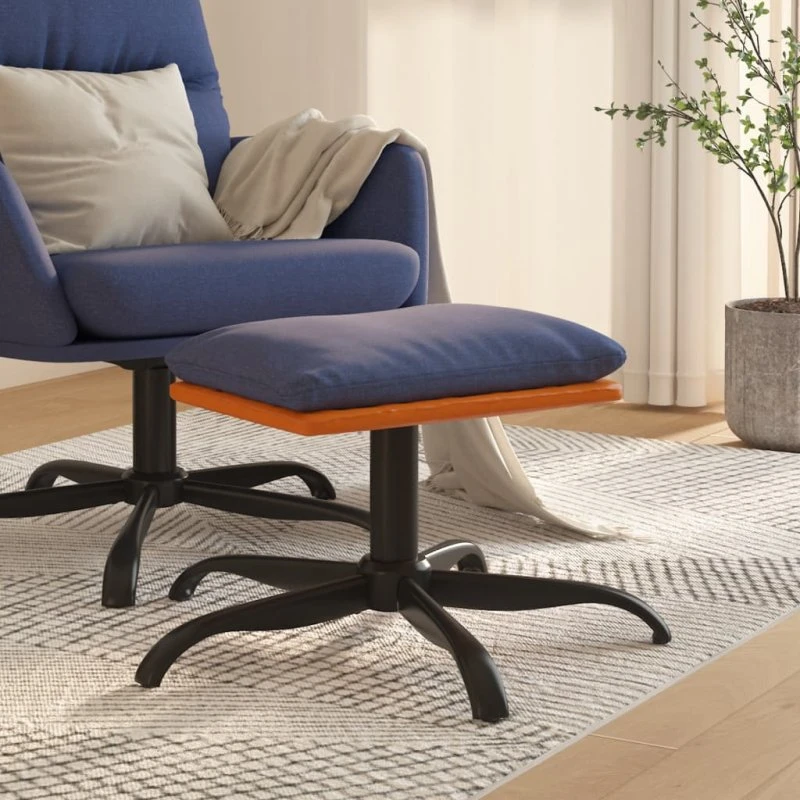 vidaXL fodskammel 60x60x36 cm blå stof/kunstlæder