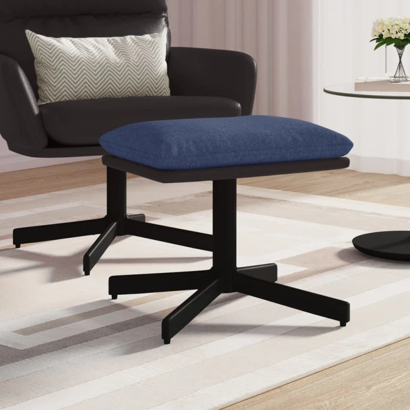 vidaXL fodskammel 60x60x36 cm blå stof/kunstlæder