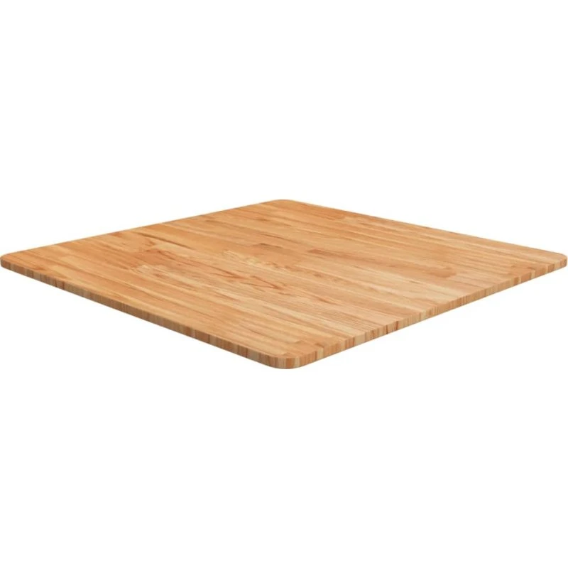 vidaXL bordplade i massivt eg 70x70x1,5 cm lysebrun