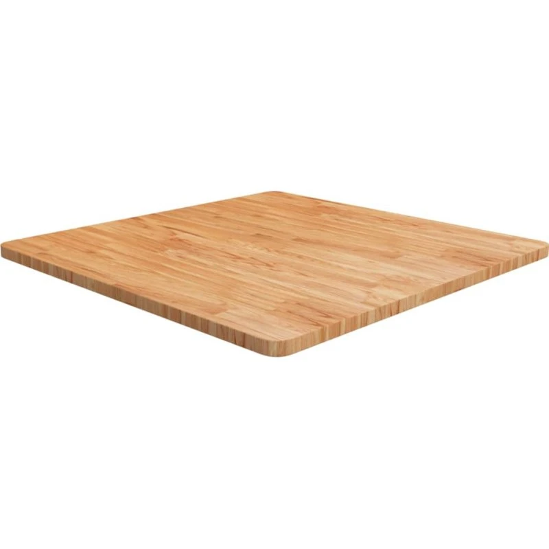 vidaXL bordplade i massivt egetræ 80x80x2,5 cm lysebrun