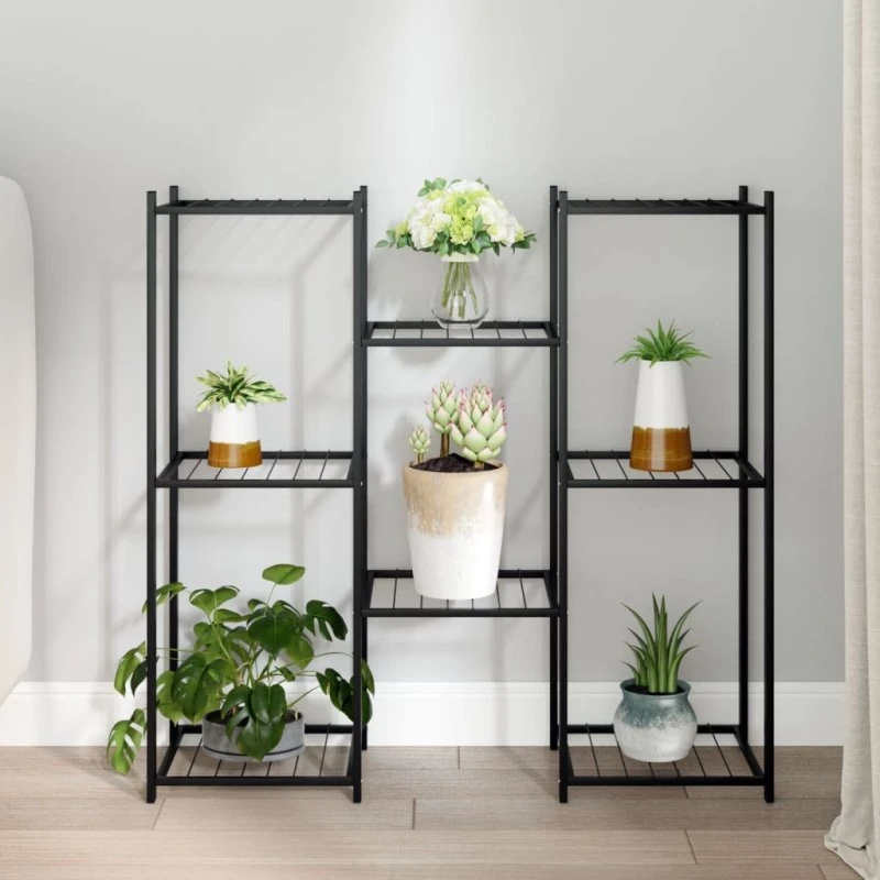 vidaXL blomsterstativ 83x25x80 cm jern sort