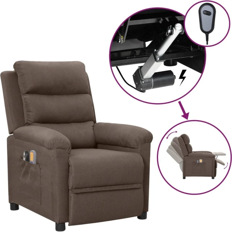 vidaXL eldrevet massagestol i stof, gråbrun