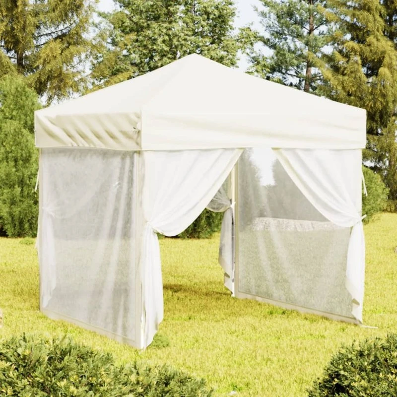 vidaXL foldbart festtelt med sidevægge 2x2 m creme