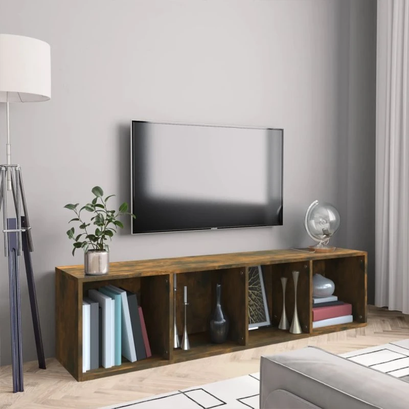 vidaXL bogreol/tv-skab 143x30x36 cm konstrueret træ, røget egetræ