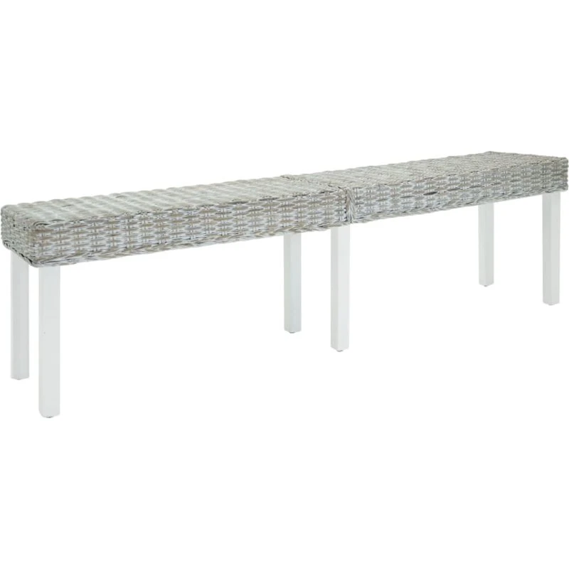 vidaXL bænk 160x35x45 cm kubu-rattan/mahogni, natur