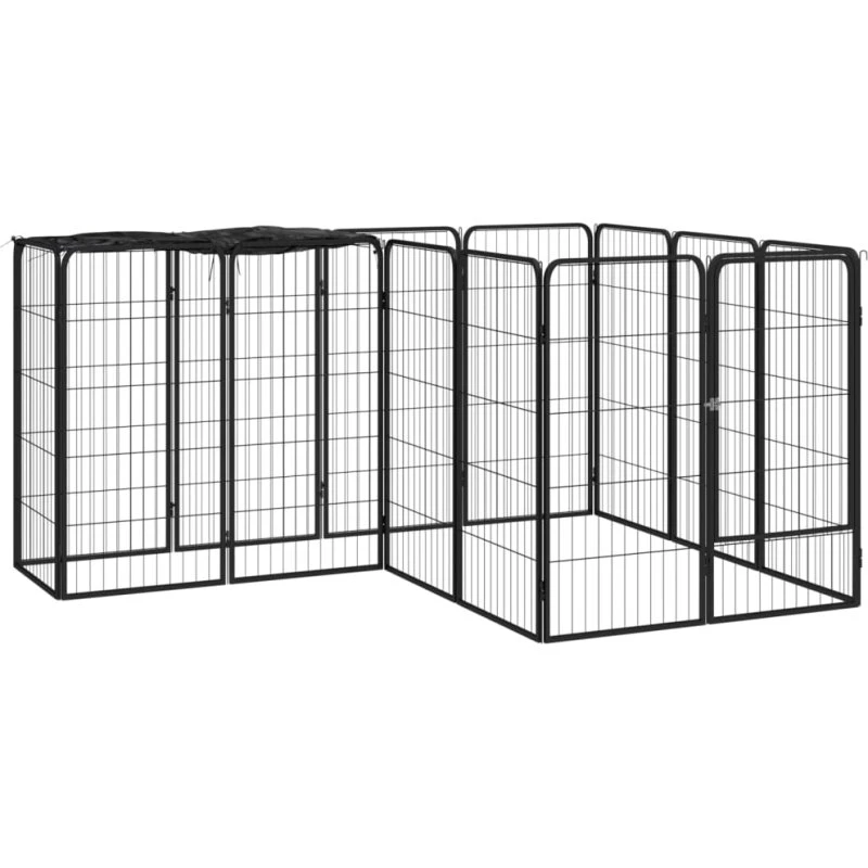 vidaXL 14-panel hundegård 50x100 cm pulverlakeret stål, sort