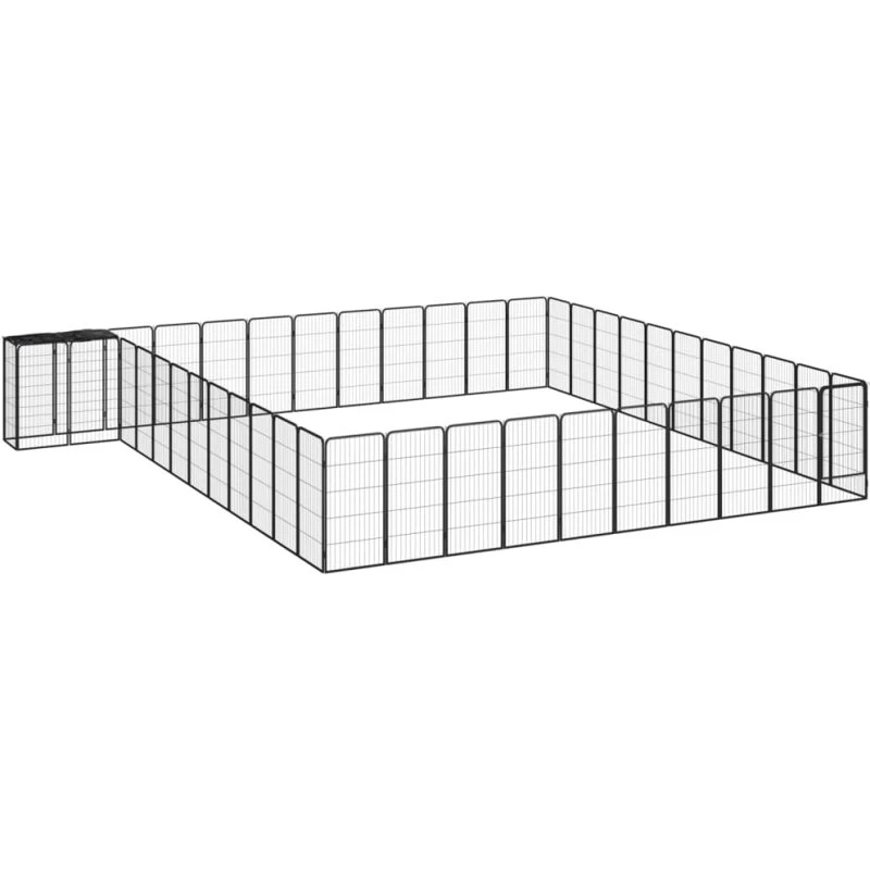 vidaXL 46-panel hundegård 50x100 cm pulverlakeret stål sort