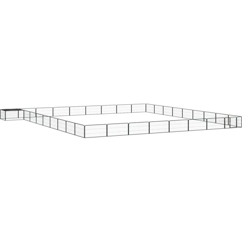 vidaXL 36-panel hundegård 100x50 cm pulverlakeret stål, sort