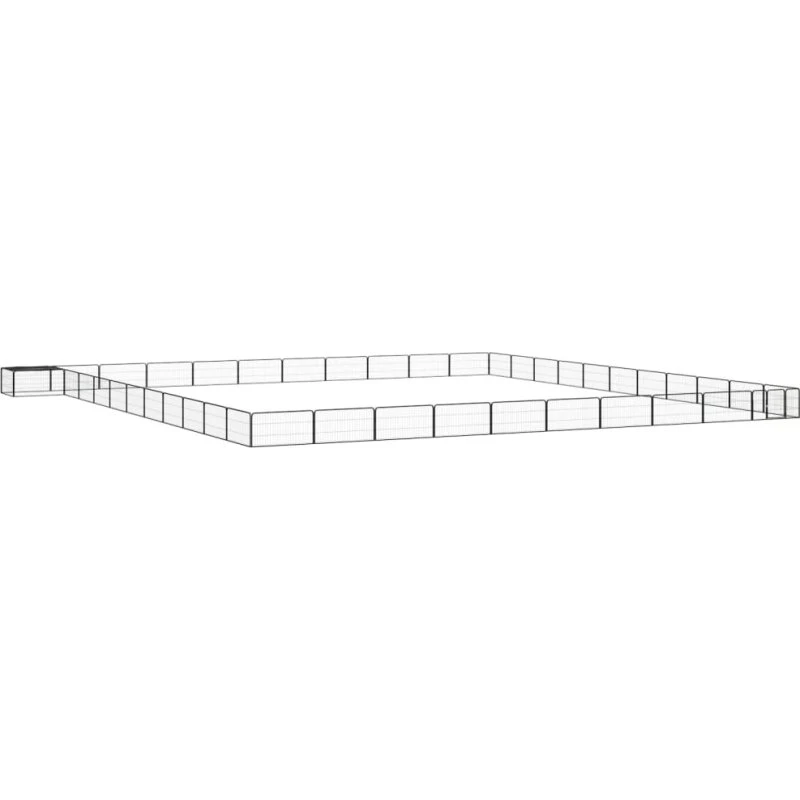 vidaXL 44-panel hundegård 100x50 cm pulverlakeret stål, sort