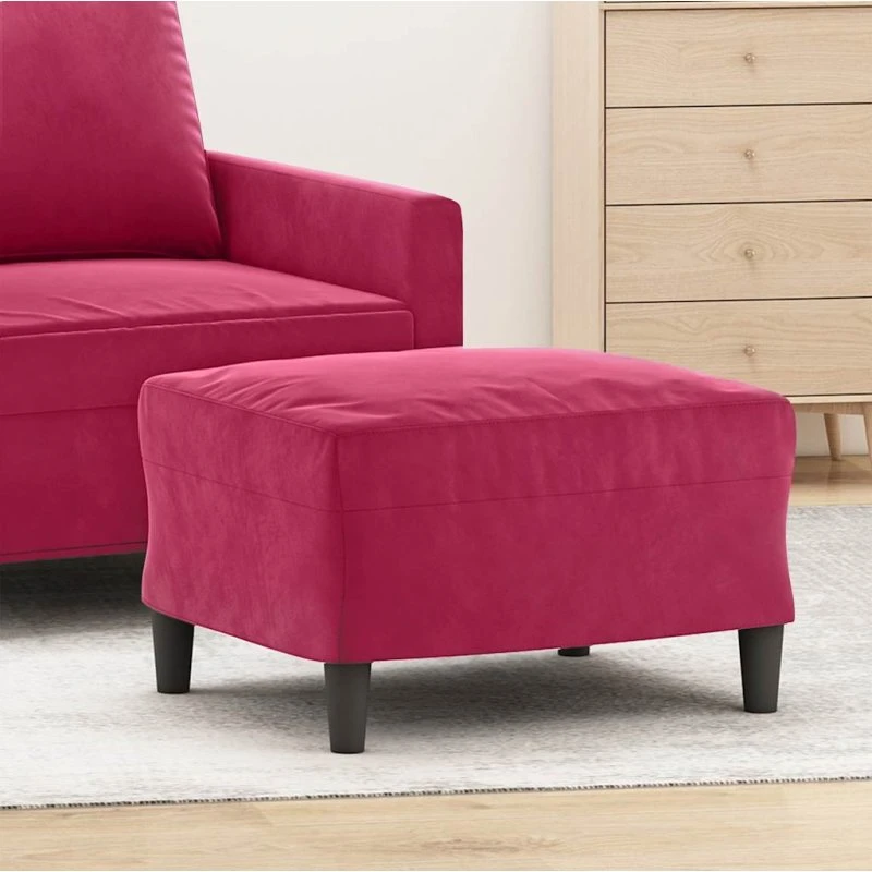 vidaXL fodskammel velour vinrød 60x50x41 cm