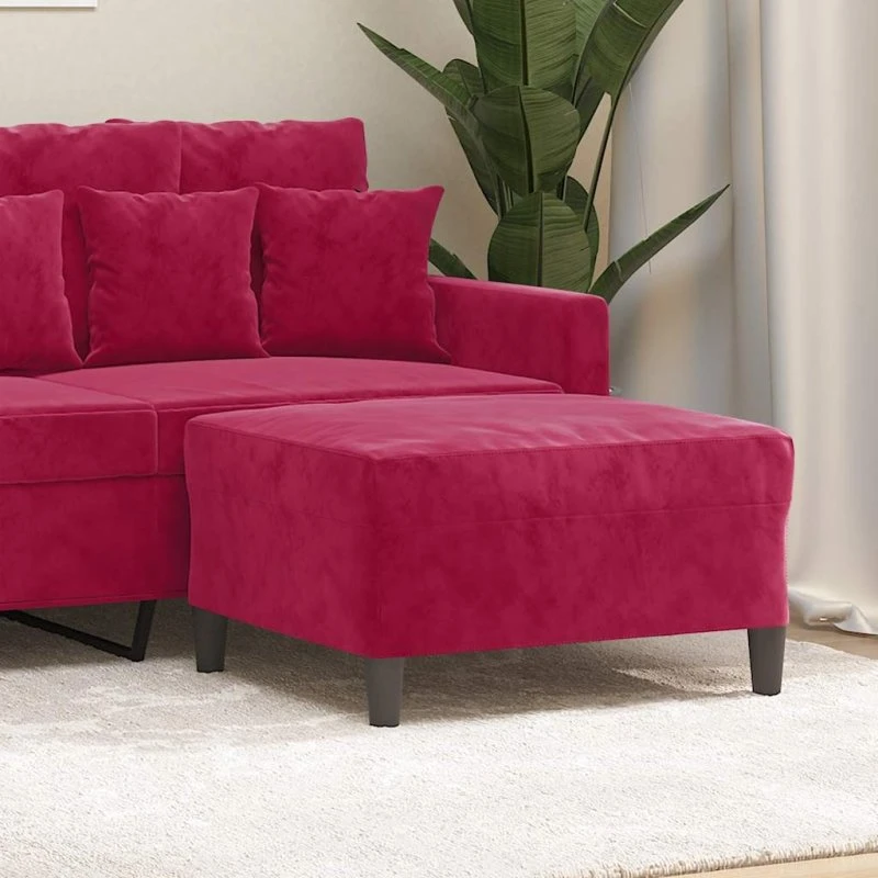 vidaXL fodskammel 70x55x41 cm velour vinrød