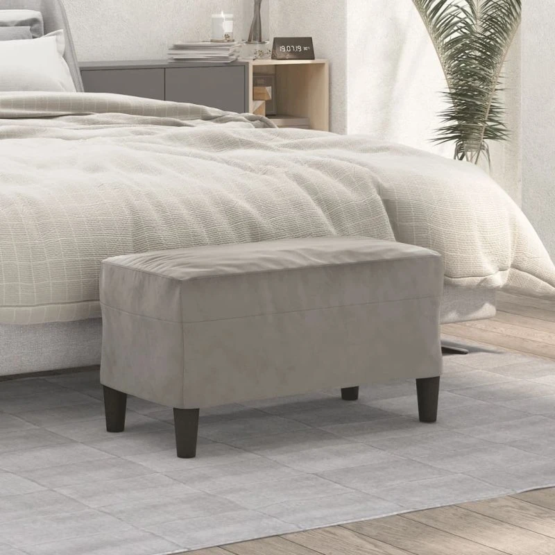 vidaXL bænk 70x35x41 cm fløjl lysegrå