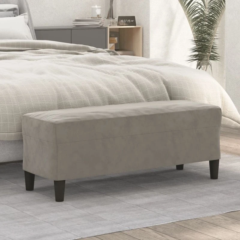 vidaXL bænk 100x35x41 cm lysegrå fløjl