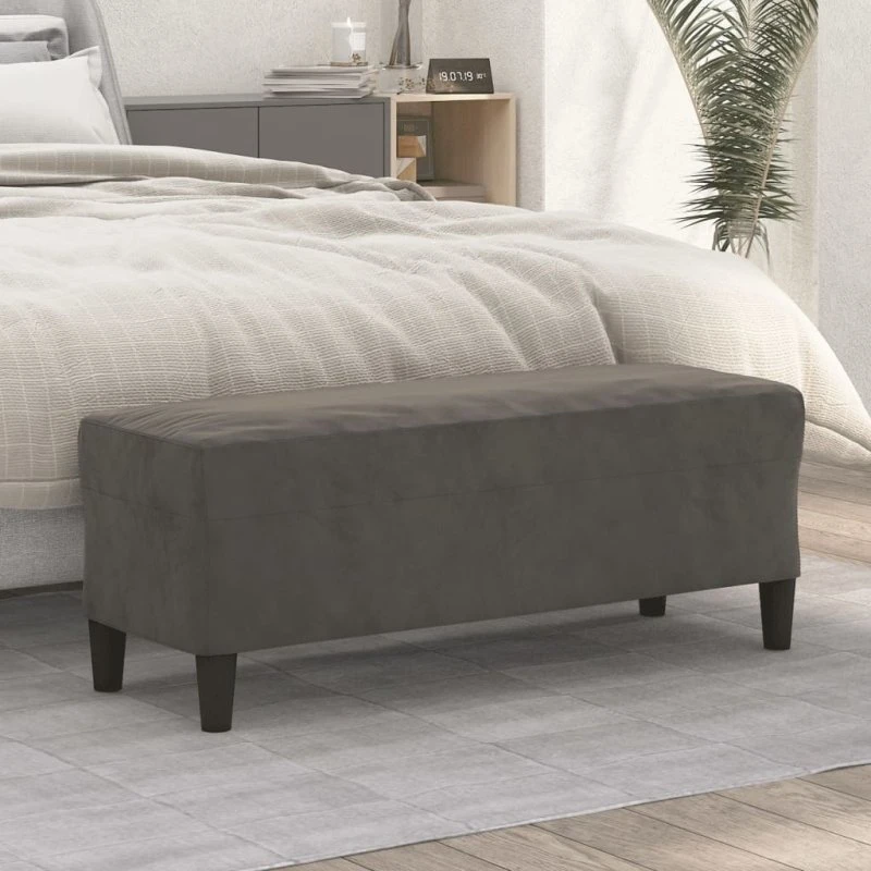 vidaXL bænk 100x35x41 cm fløjl mørkegrå