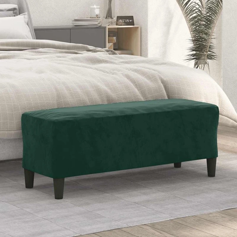 vidaXL bænk 100x35x41 cm fløjl mørkegrøn