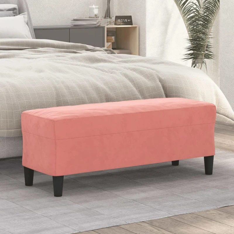 vidaXL velourbænk 100x35x41 cm lyserød