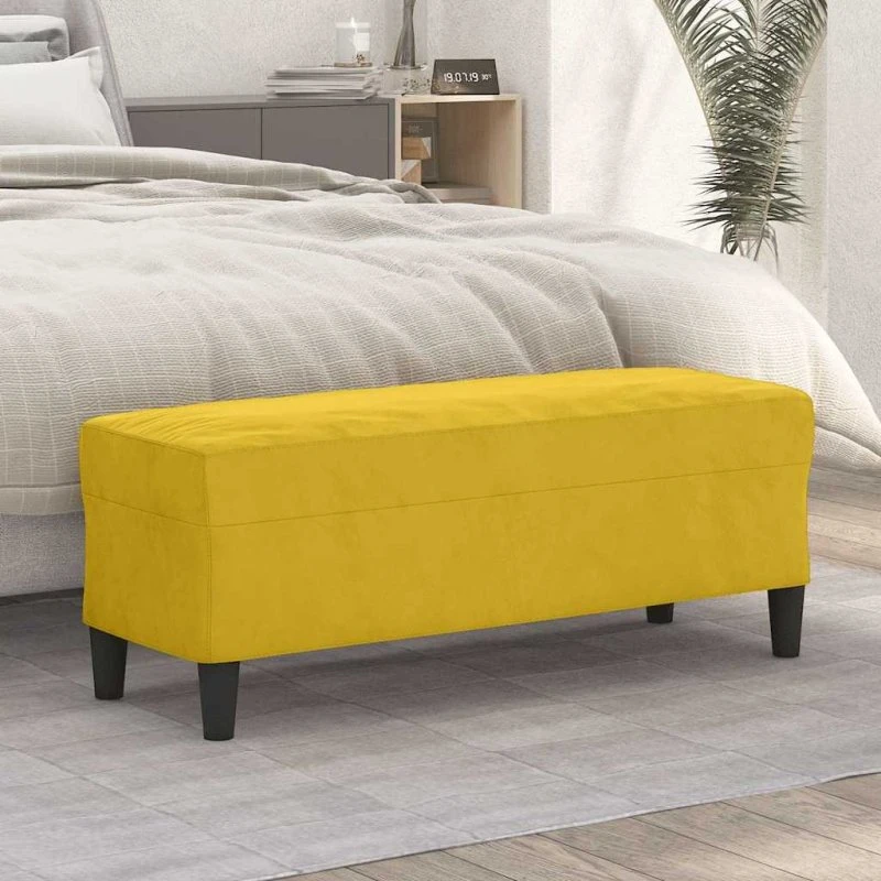 vidaXL velourbænk 100x35x41 cm gul