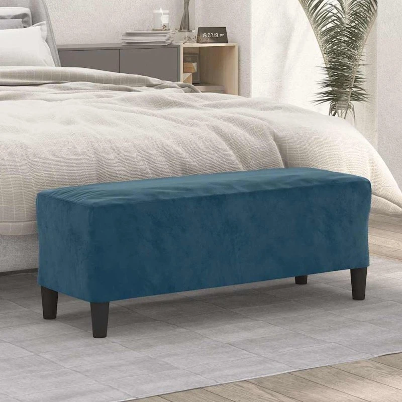 vidaXL velourbænk 100x35x41 cm blå