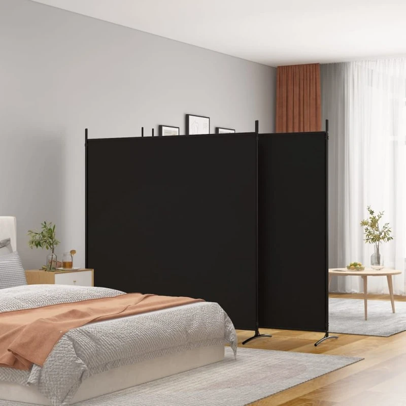 vidaXL 4-panel rumdeler 698x180 cm stof, sort