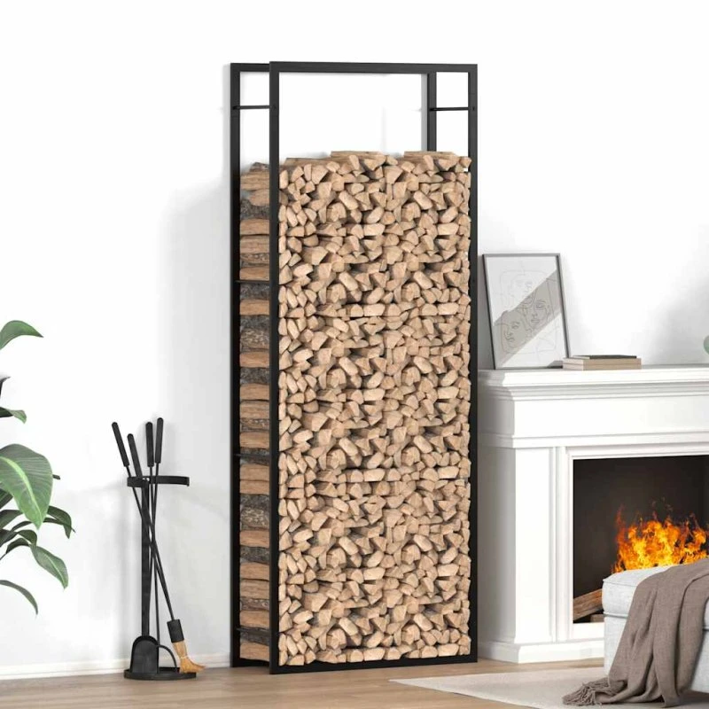 vidaXL brændehylde mat sort 80x28x222 cm stål