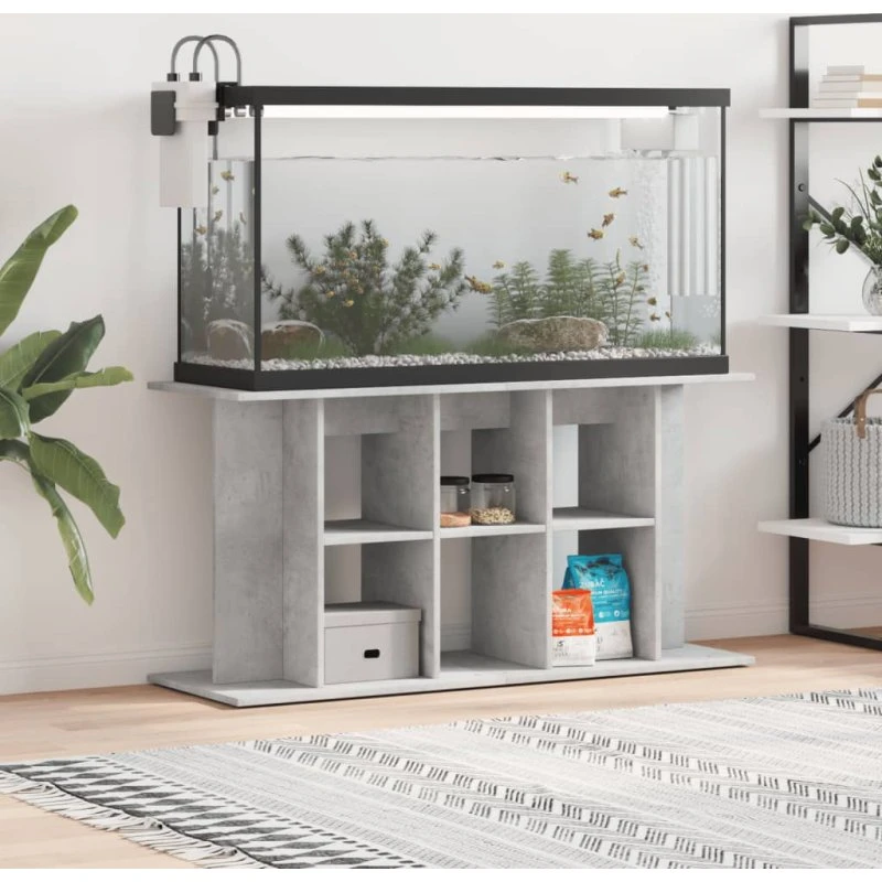 vidaXL akvariestativ betongrå 120x40x60 cm i konstrueret træ