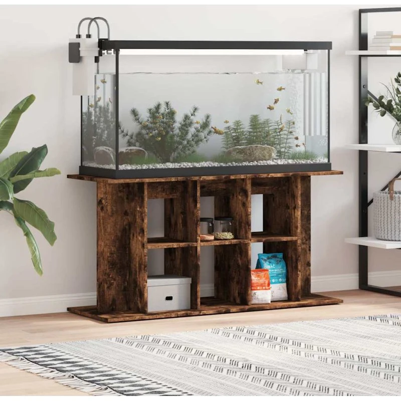 vidaXL akvariebord 120x40x60 cm konstrueret træ - røget egetræ