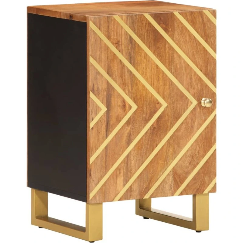 vidaXL badeværelsesskab 38x33,5x58 cm massivt mangotræ brun/sort