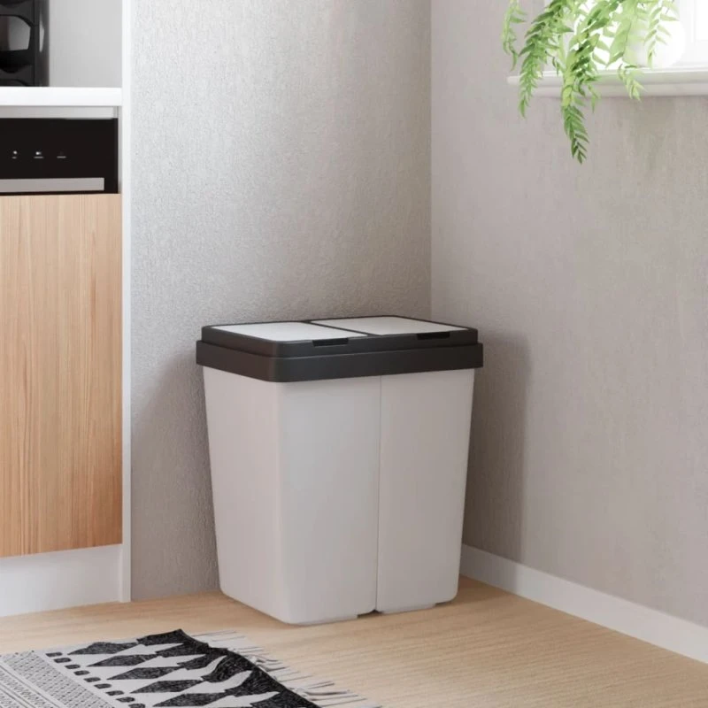 vidaXL dobbelt affaldsspand 2x25 L hvid