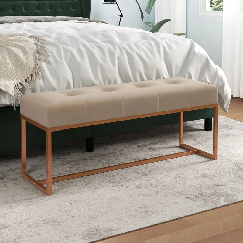 vidaXL bænk velour 110x36x45 cm - beige