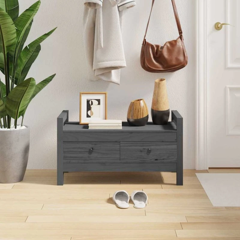 vidaXL entrébænk 80x40x43 cm massivt fyrretræ, grå