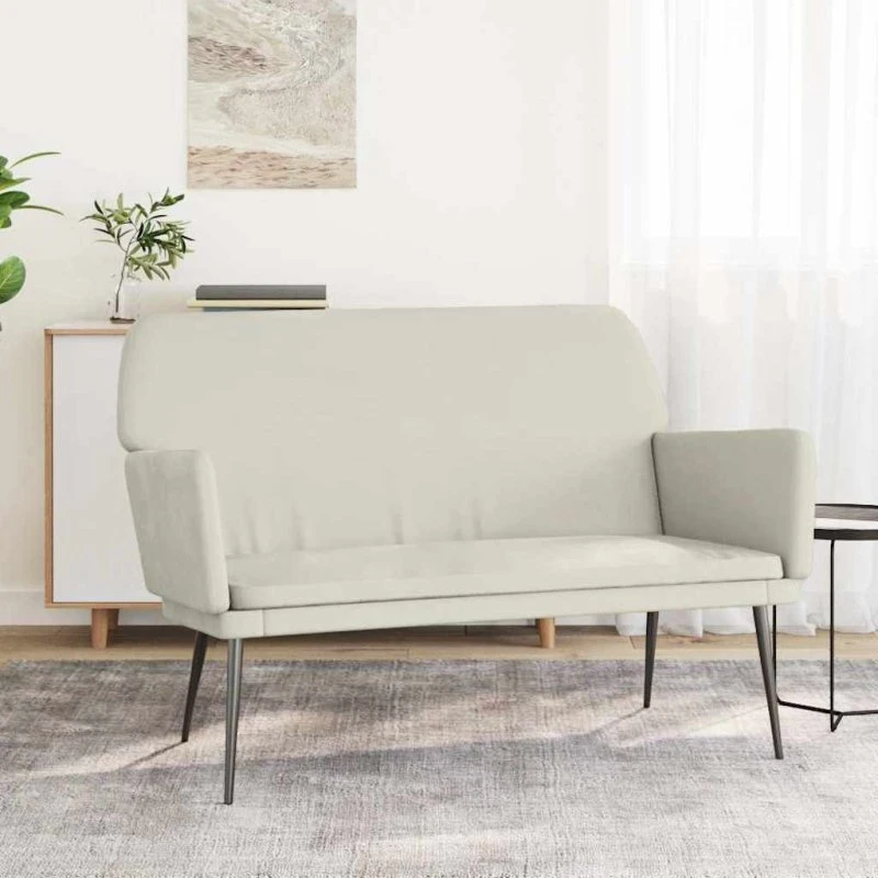 vidaXL bænk 108x79x79 cm velour cremefarvet