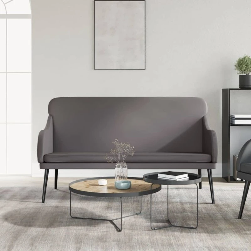 vidaXL bænk 110x76x80 cm i gråt kunstlæder