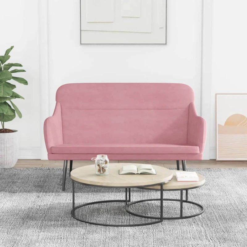 vidaXL bænk 110x76x80 cm velour lyserød