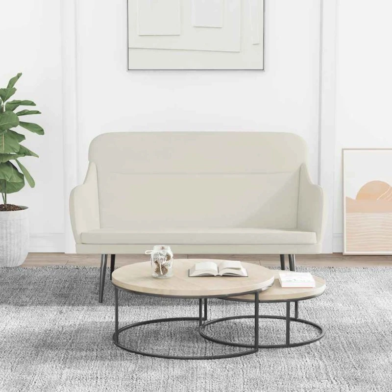 vidaXL bænk 110x76x80 cm velour cremefarvet