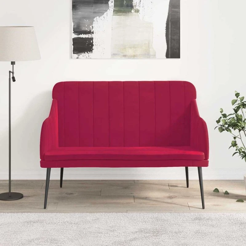 vidaXL bænk 110x76x80 cm velour vinrød