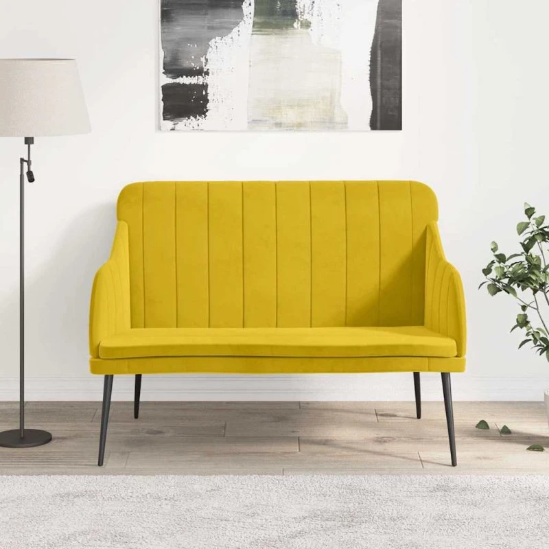vidaXL bænk 110x76x80 cm velour gul