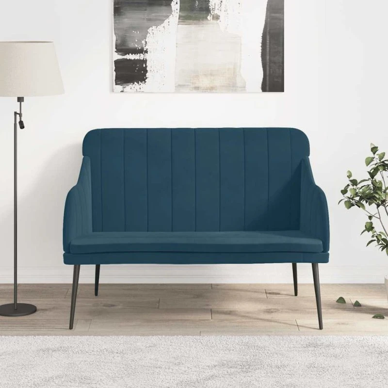 vidaXL velourbænk 110x76x80 cm, blå