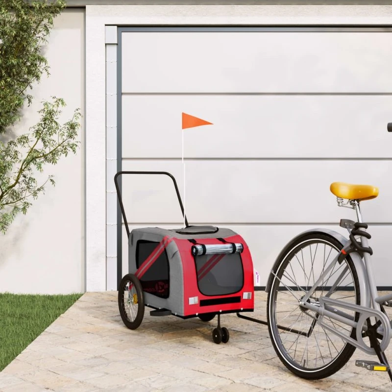 vidaXL cykeltrailer til kæledyr i oxfordstof og jern, orange/grå