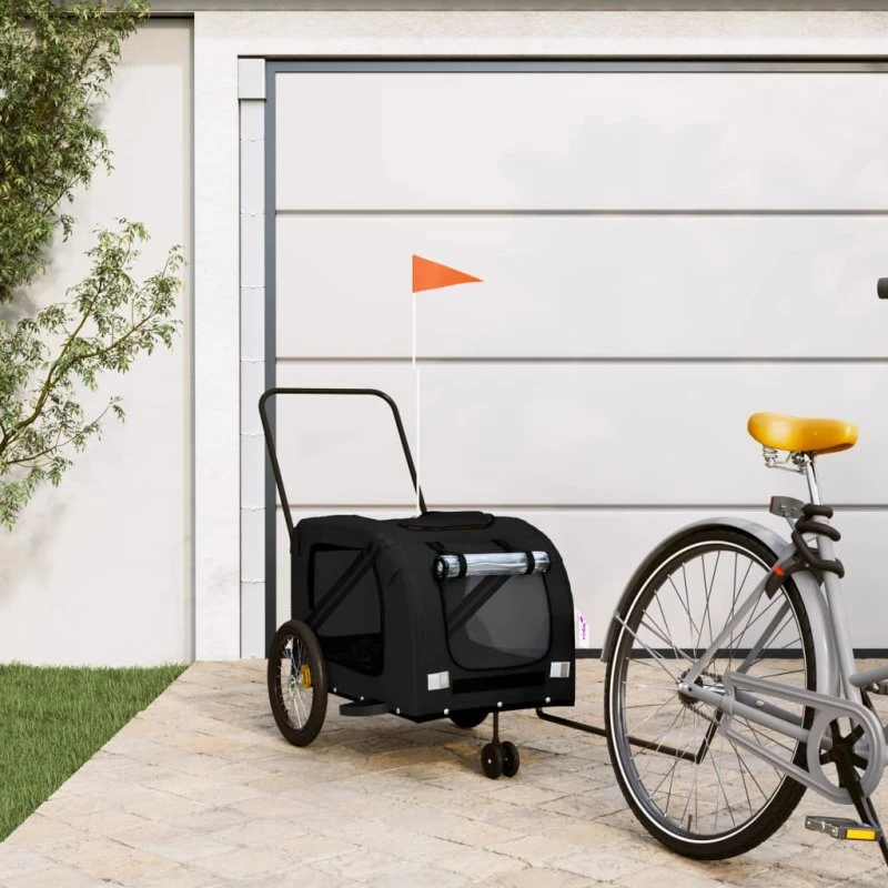 vidaXL cykeltrailer til kæledyr, oxfordstof og jern, sort