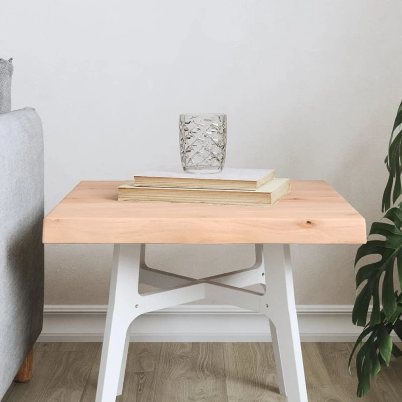 vidaXL bordplade i massivt egetræ 40x40x(2-4) cm ubehandlet