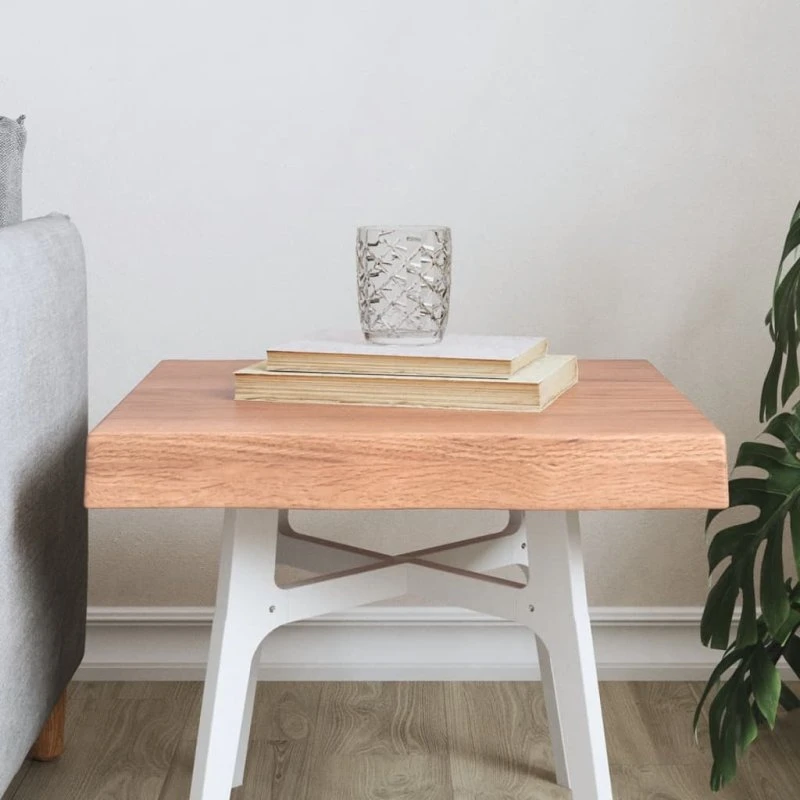 vidaXL bordplade i massivt egetræ 40x40x(2-6) cm lys brun