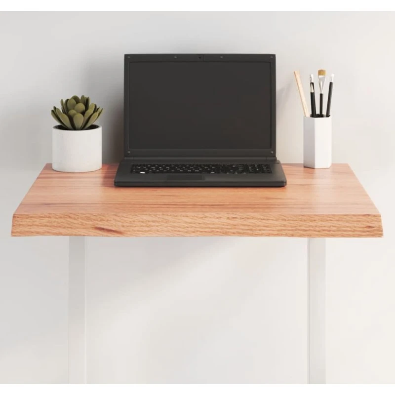 vidaXL bordplade massiv eg 60x40x2–4 cm naturlig kant lysebrun