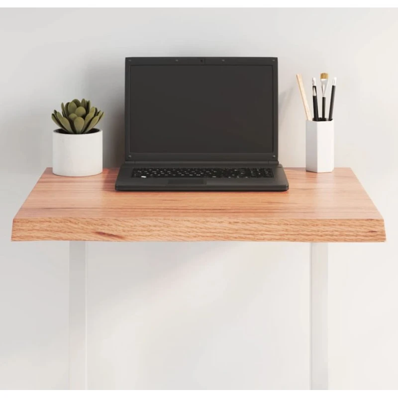vidaXL Bordplade massivt egetræ 60x50x(2-4) cm lysebrun