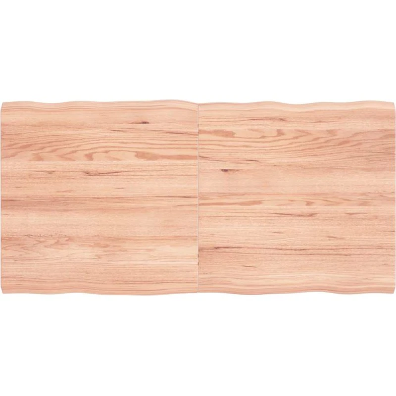vidaXL bordplade 120x60x(2-4) cm naturlig kant i egetræ, lysebrun