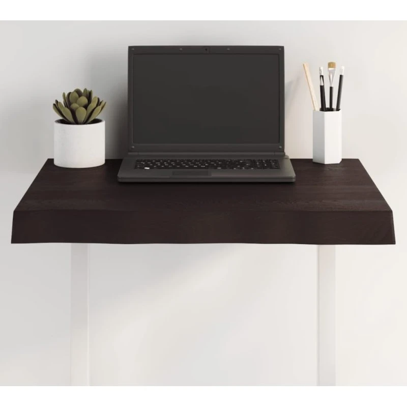 vidaXL bordplade i massivt egetræ 60x50x(2-6) cm mørkebrun