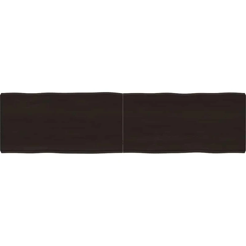 vidaXL Bordplade i massivt egetræ 160x40x6 cm, mørkebrun (naturlig kant)