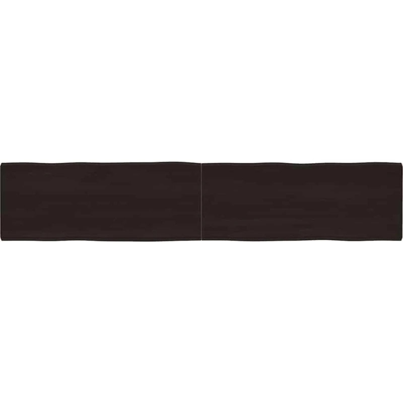 vidaXL Bordplade massivt egetræ 200x40x(2–4) cm mørkebrun