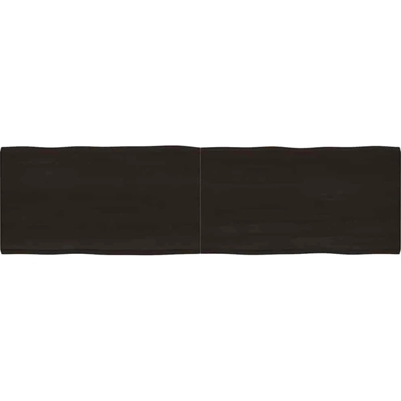 vidaXL bordplade massiv egetræ 220x60x(2-4) cm mørkebrun