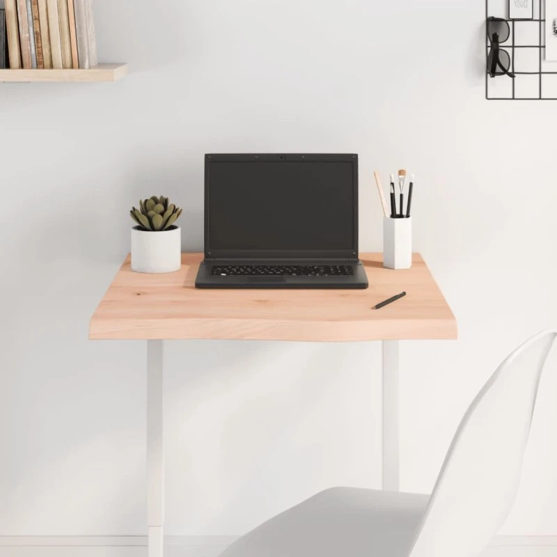 vidaXL bordplade i massivt egetræ 60x60x(2-4) cm ubehandlet