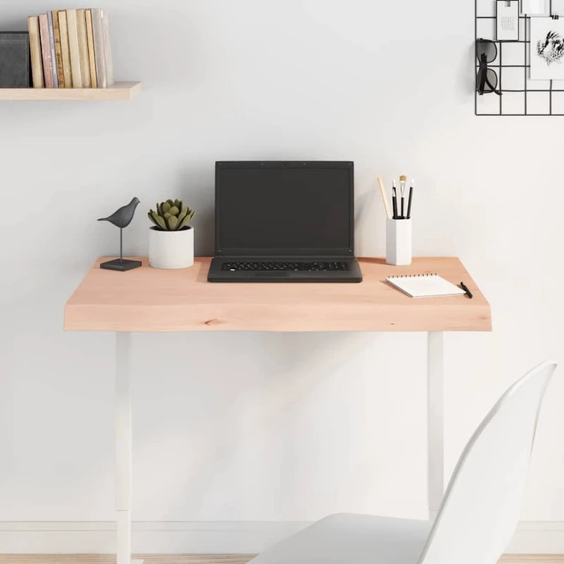 vidaXL bordplade i massivt egetræ 80x40x(2-6) cm ubehandlet